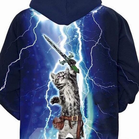 3D Lightning Graphic unisex Pullover Hoodie - Picture 4 of 8